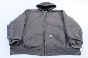 Carhartt Logo Patch Thermal Lined Grey Rain Defender Hoodie Engage Functional Fit