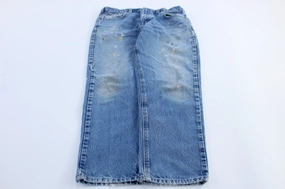 Flat Lock Stitching Carhartt Logo Patch Traditional Fit Denim Jeans