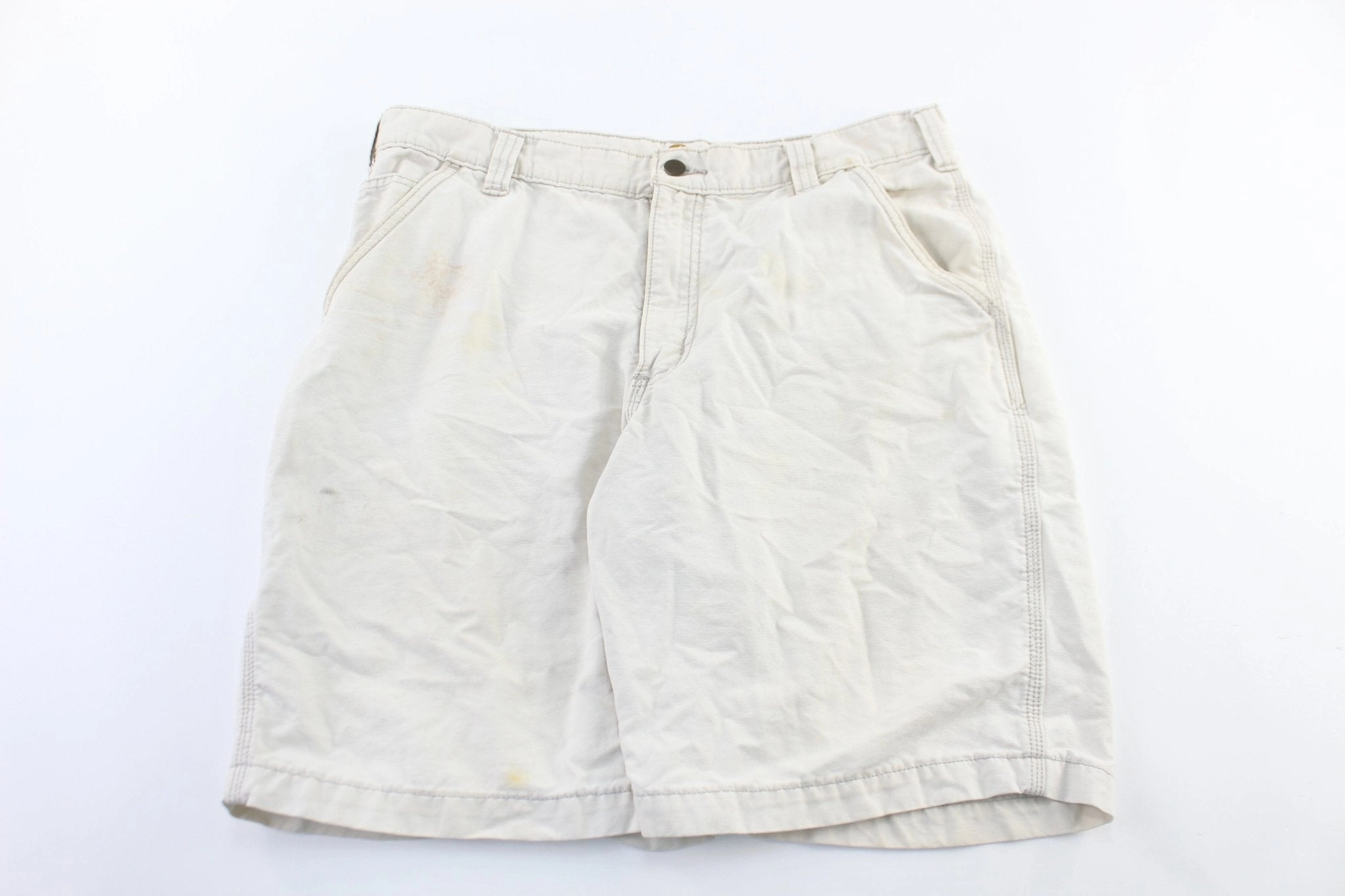 Body Sculpting Moisture Lock Technology Carhartt Logo Patch White Carpenter Shorts