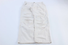 Quality Material Carhartt Logo Patch White Double Knee Relaxed Fit Pants