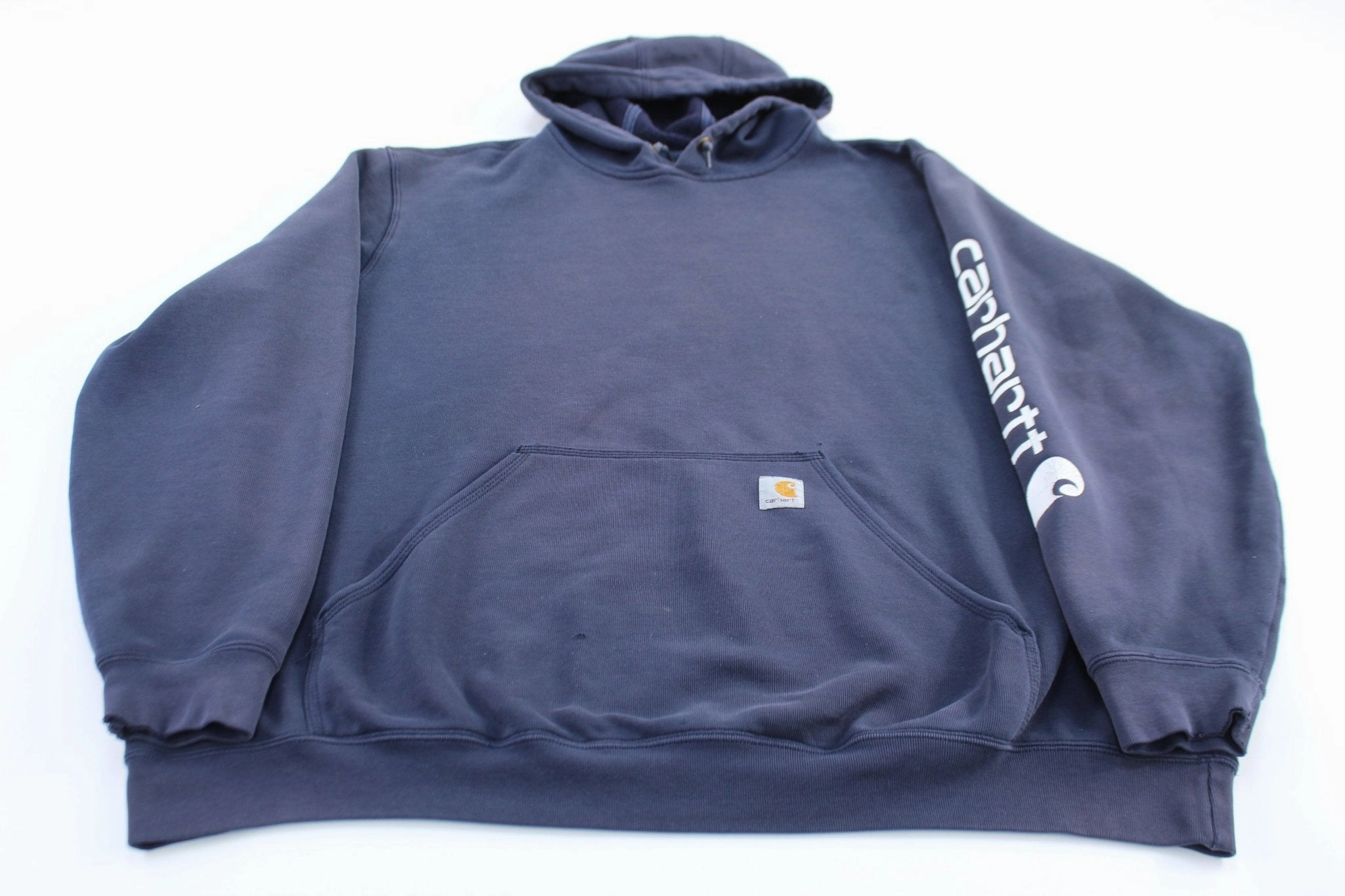 Carhartt Spellout Logo Blue Original Fit Pullover Hoodie design Bonded seams