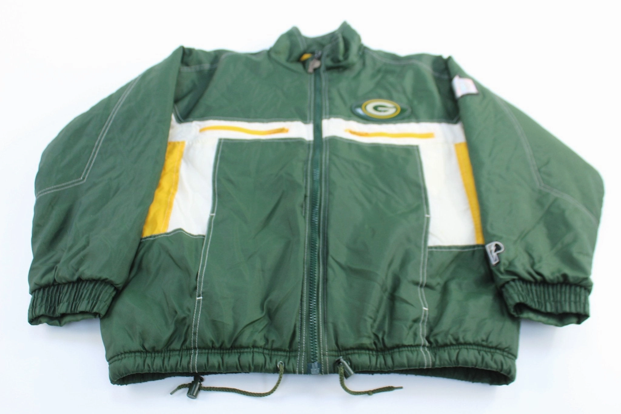 Youth 90's Green Bay Packers Pro Player Zip Up Jacket Win Windproof Shell