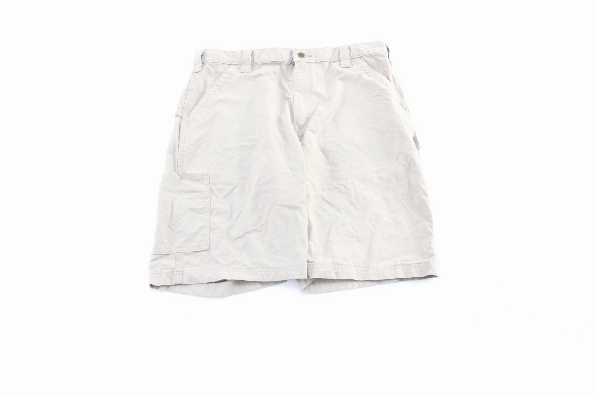 Comfort Stretch Sporty Design Carhartt Logo Patch Light Beige Carpenter Shorts