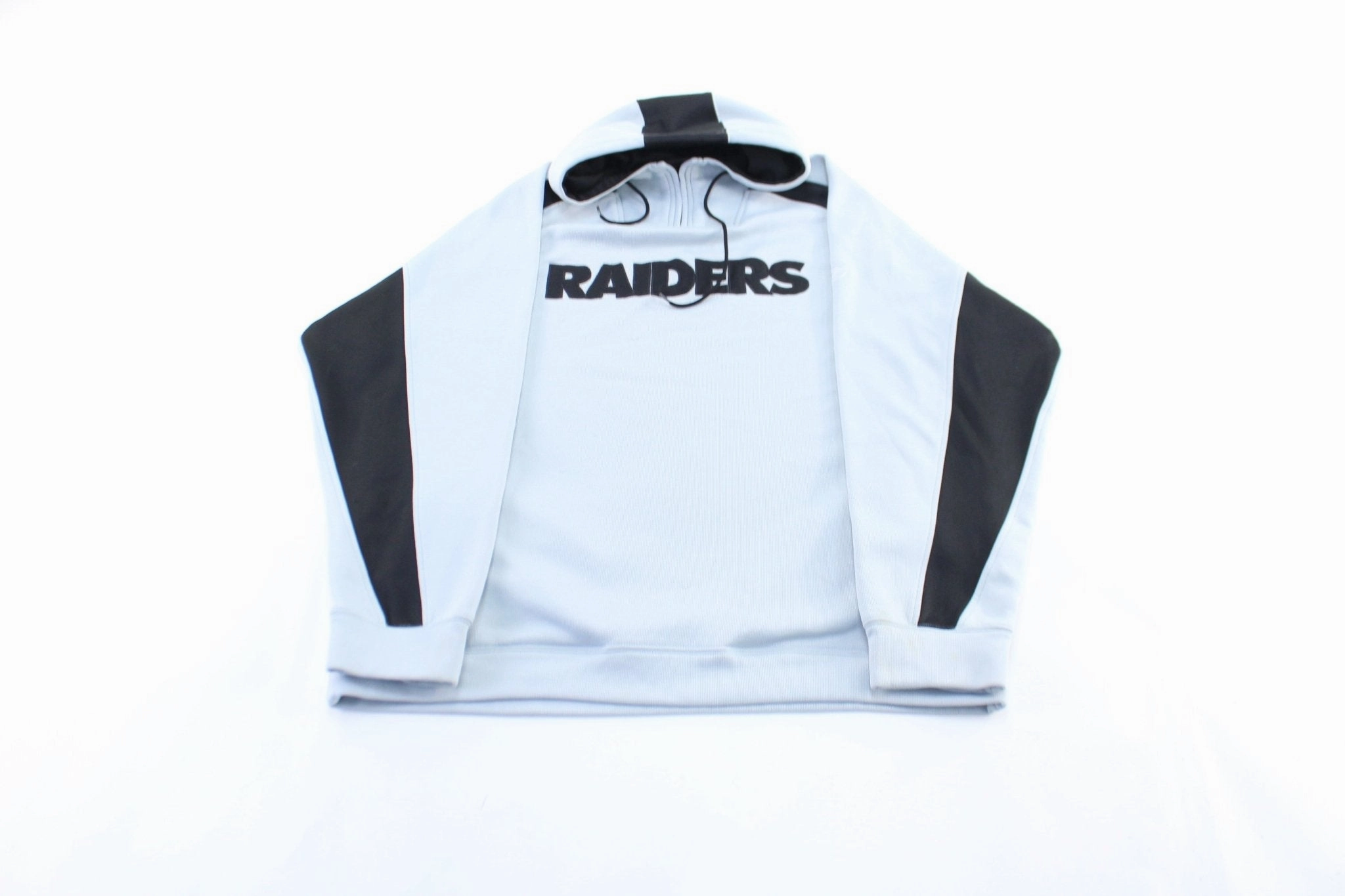 Reebok Embroidered Logo Las Vegas Raiders Pullover Jacket Taped Zipper Closures Fast Living