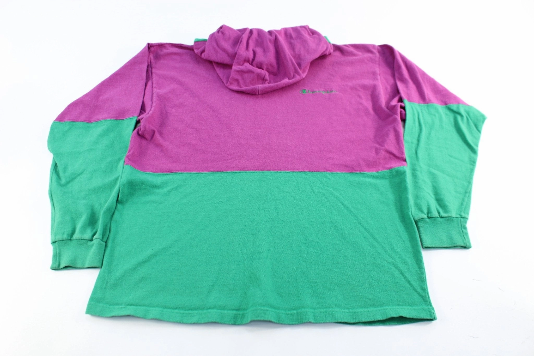 Champion Embroidered Logo Pink & Green Pullover Hoodie Durable Outerwear