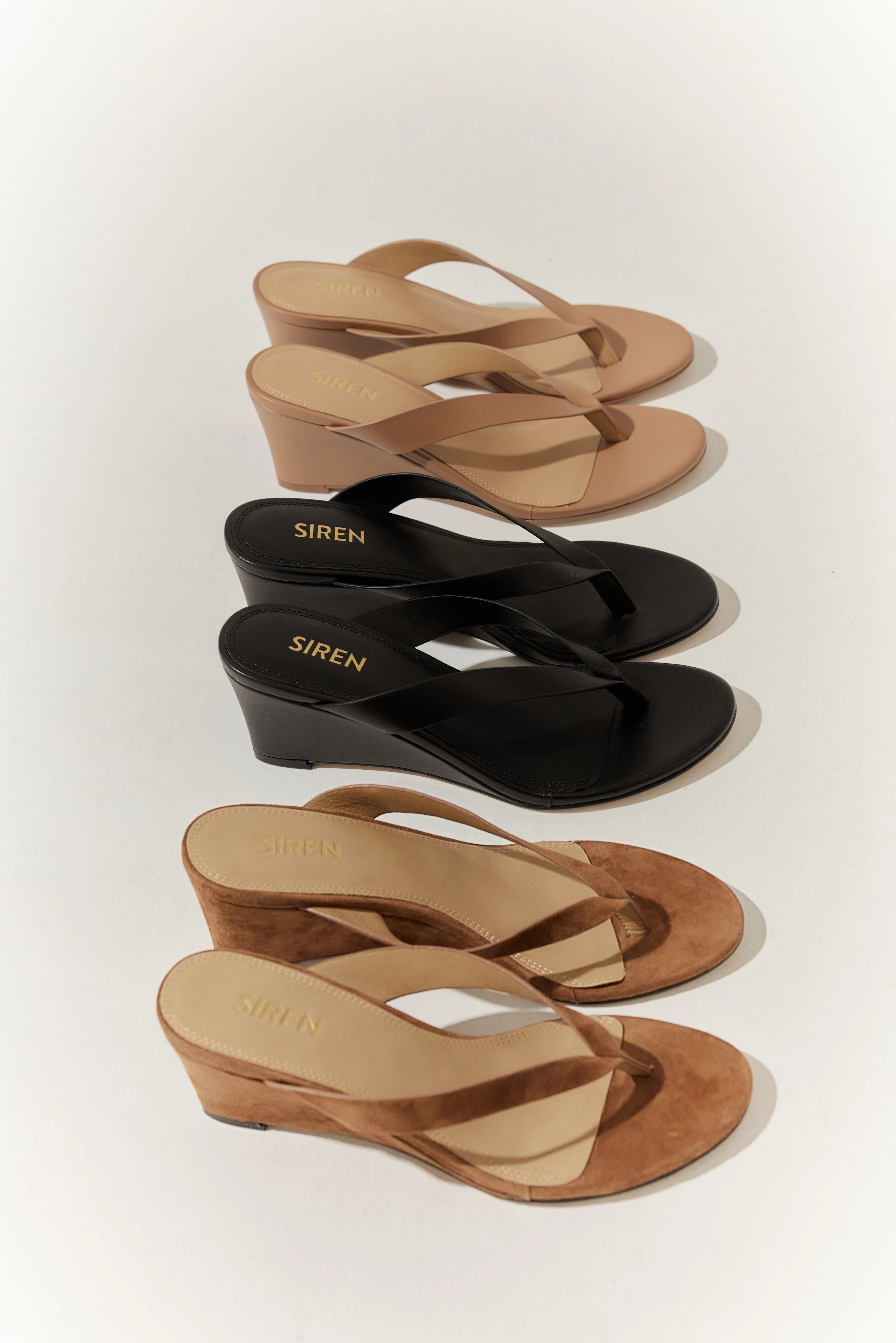 Relaxed Mood Comfortable Soles Charlize Thong Wedges - Almond Tan Leather