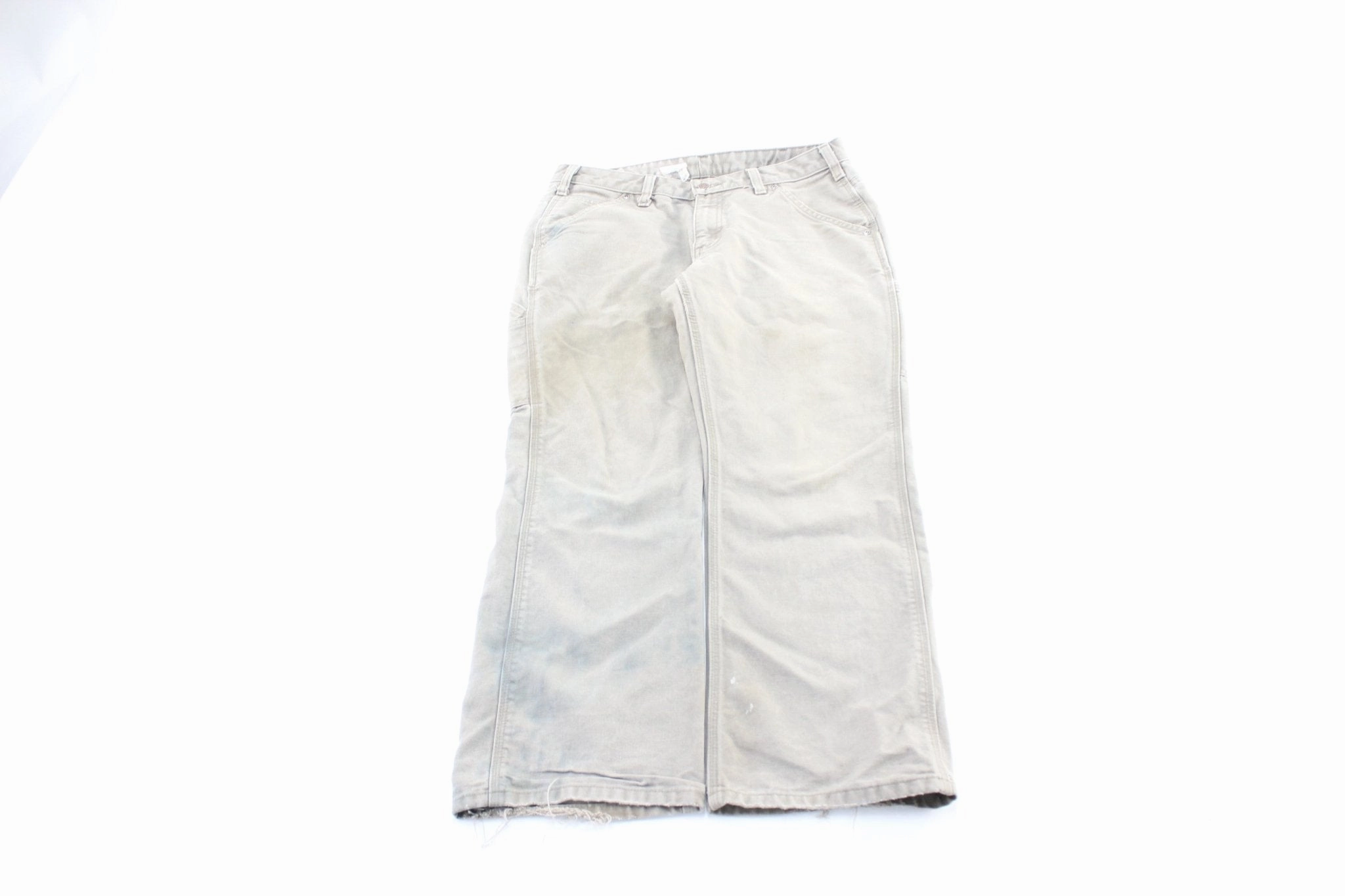 Women's Carhartt Logo Patch Light Beige Carpenter Pants Soft Design