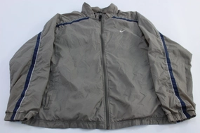 Y2K Nike Embroidered Swoosh Logo Blue & Grey Zip Up Jacket Hiking Vibe Articulated Seams