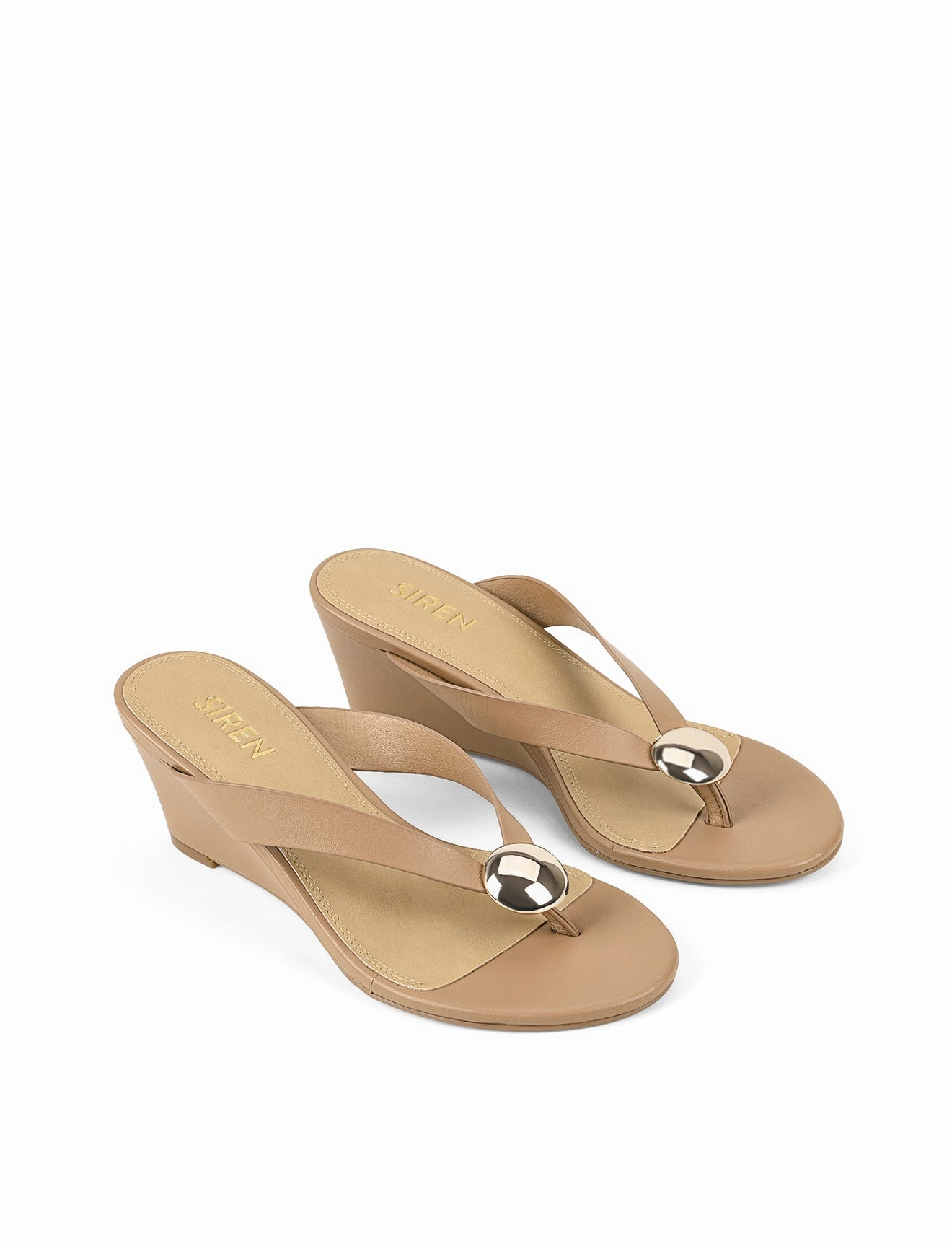 Good Grip Gentle Finish Chloe Thong Wedges - Almond Tan Leather