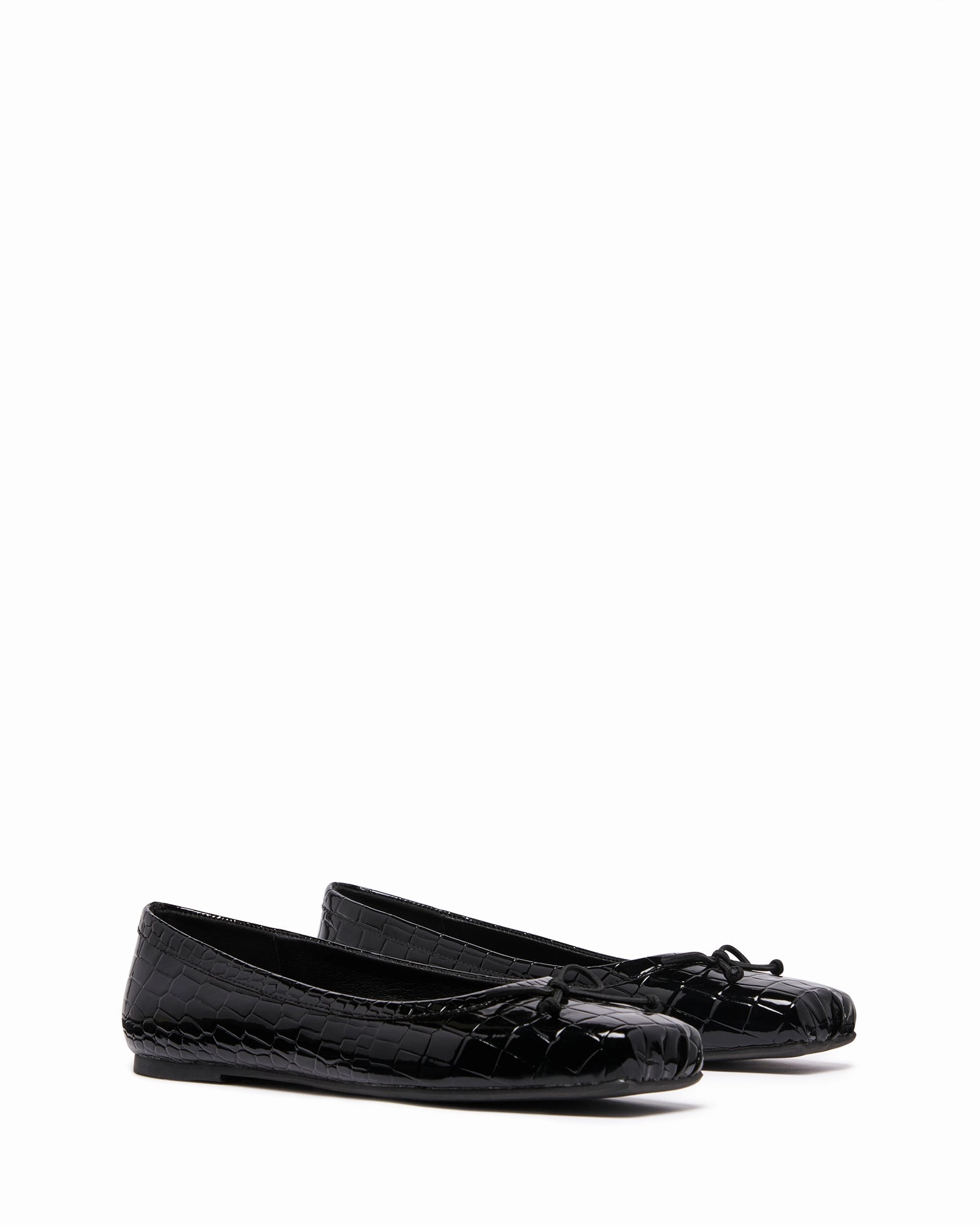 Lace Accent Laine Ballet Flat Black Croc