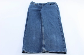 Quick Move Neutral Shade Carhartt Logo Patch Straight Traditional Fit Denim Jeans