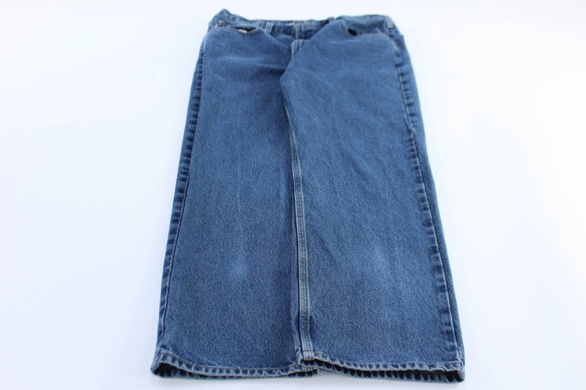 Quick Move Neutral Shade Carhartt Logo Patch Straight Traditional Fit Denim Jeans