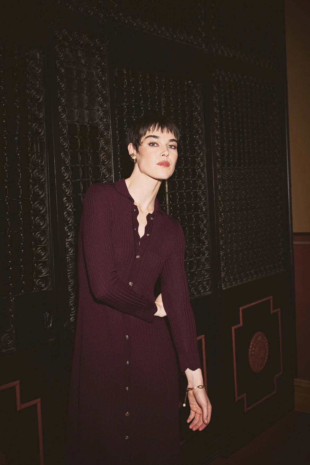 Light Layers Ribbed Merino Dress - Burgundy