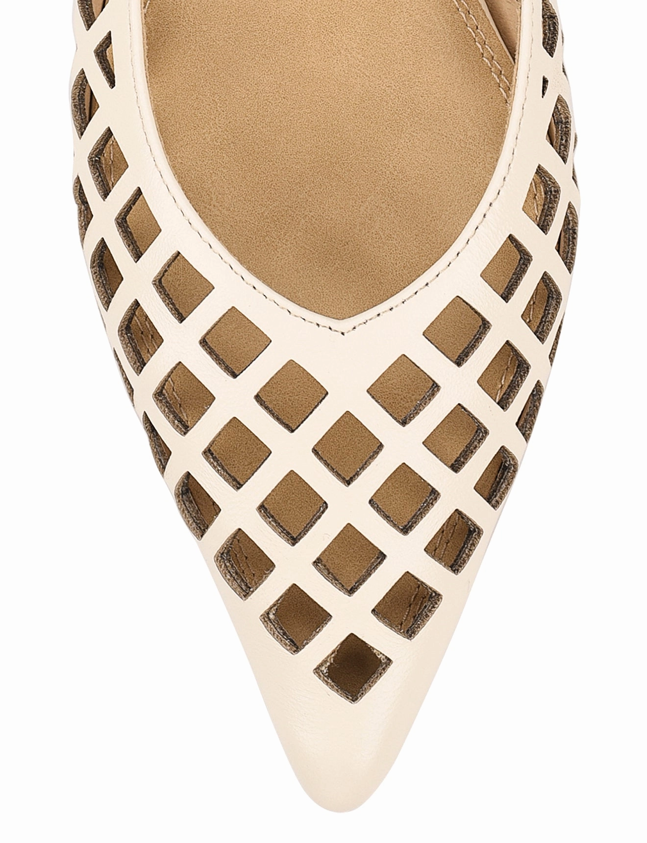 Lottie Sling Back Flats - Cream White Leather Sport Mode
