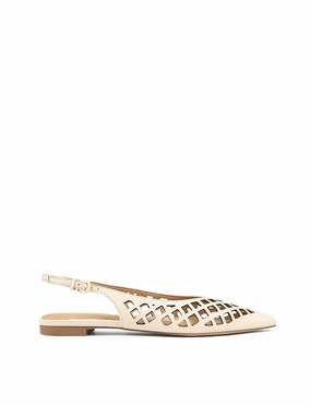 Sale Day Sand Glow Lottie Sling Back Flats - Cream White Leather