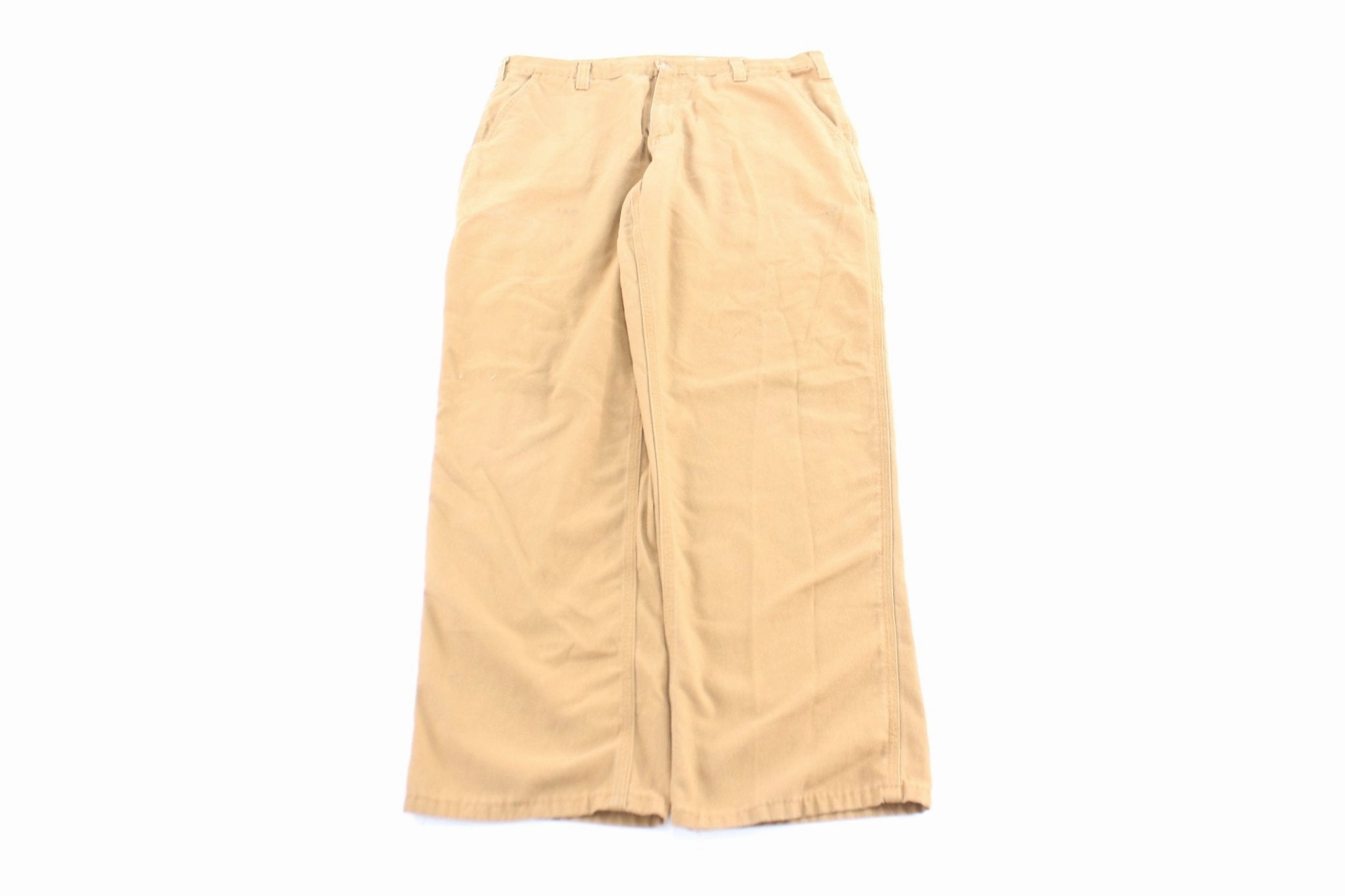 Carhartt Logo Patch Tan Dungaree Fit Pants Button front Functional Fashion