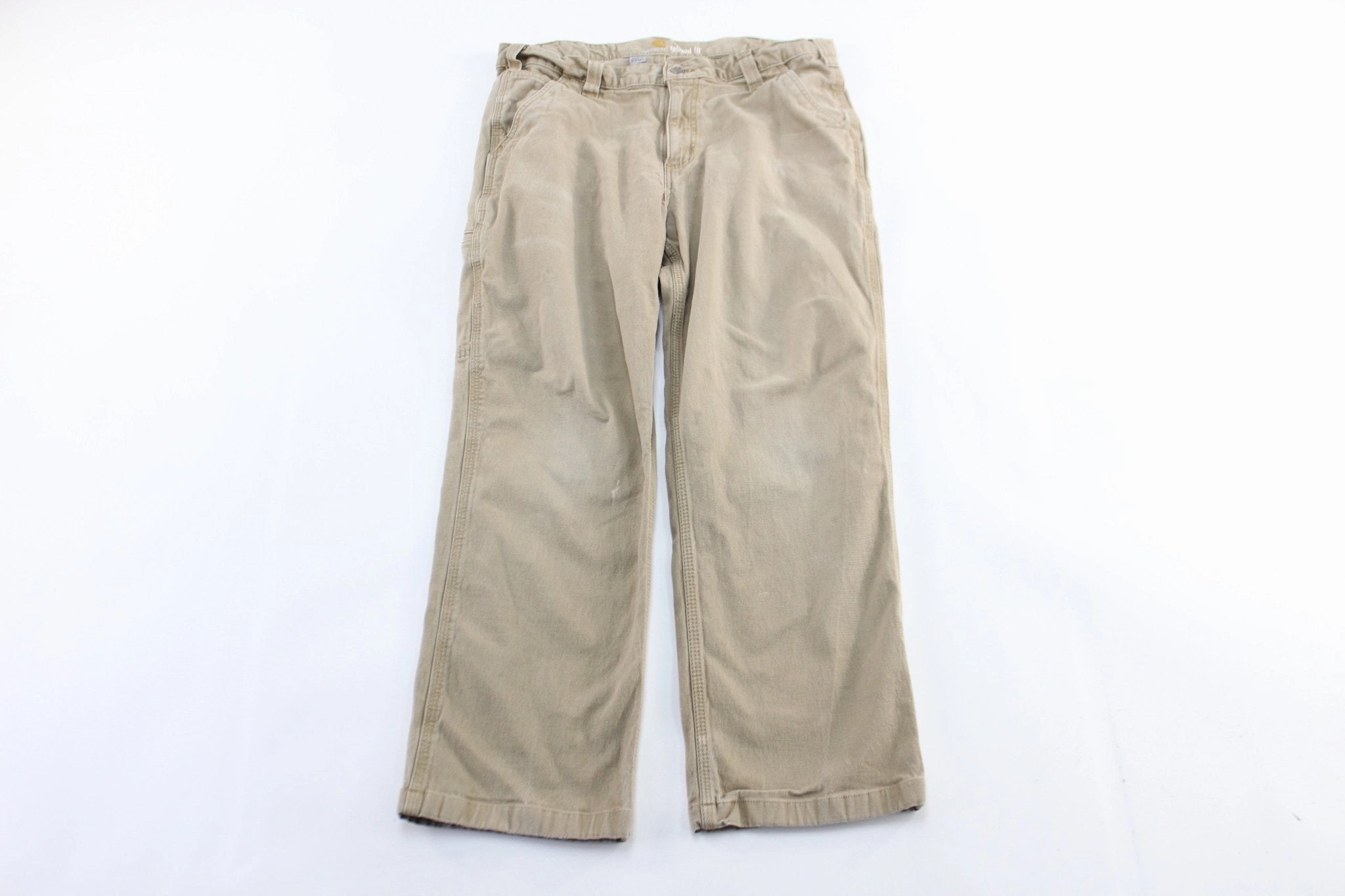 Carhartt Logo Patch Beige Carpenter Pants Effortless Style Simple and Cozy