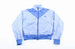 Women's 80's Nike Embroidered Logo Blue Zip Up Jacket Adjustable Drawstrings Custom - made