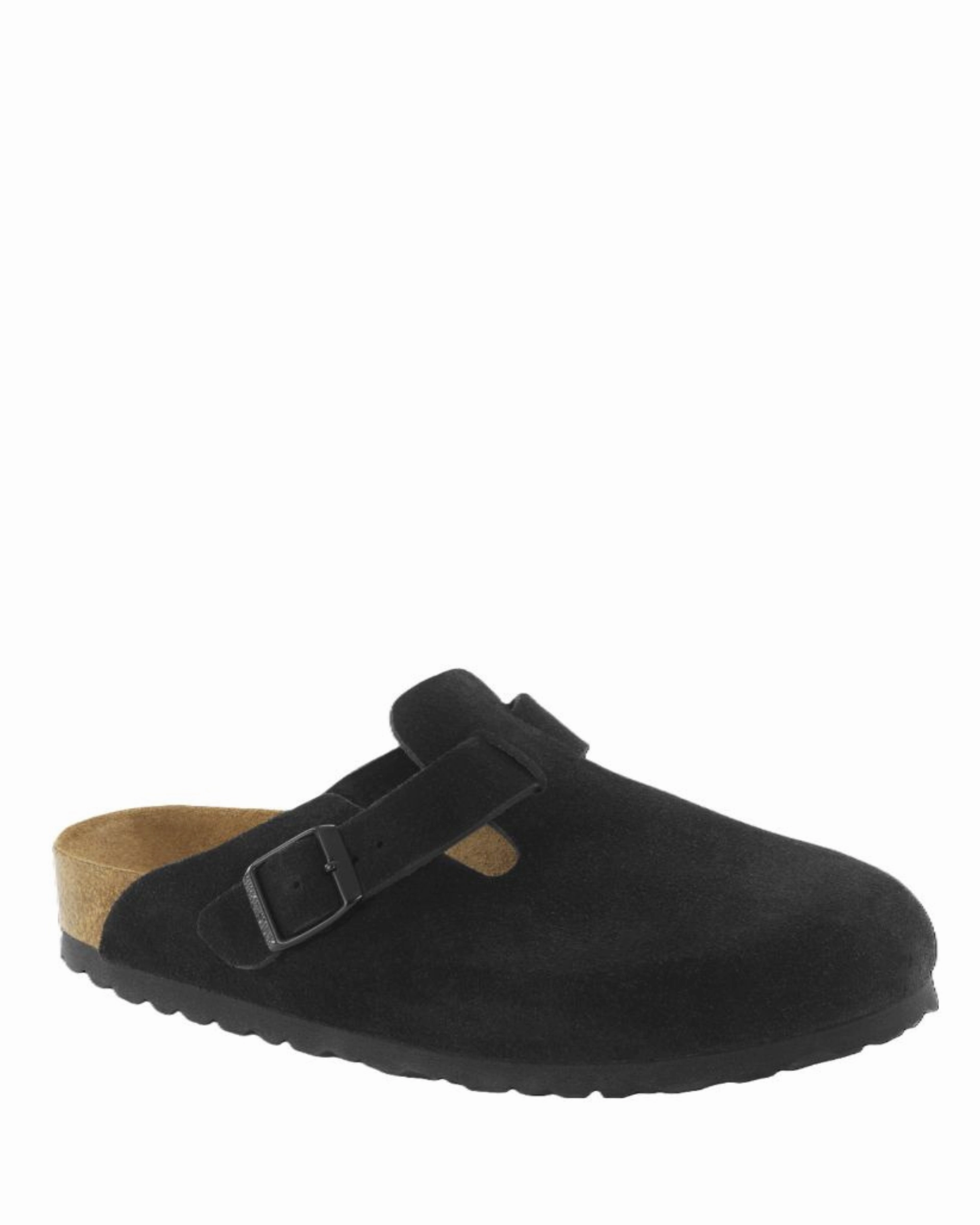 W Boston SFB Black Suede Functional Footwear Casual Comfort Slides