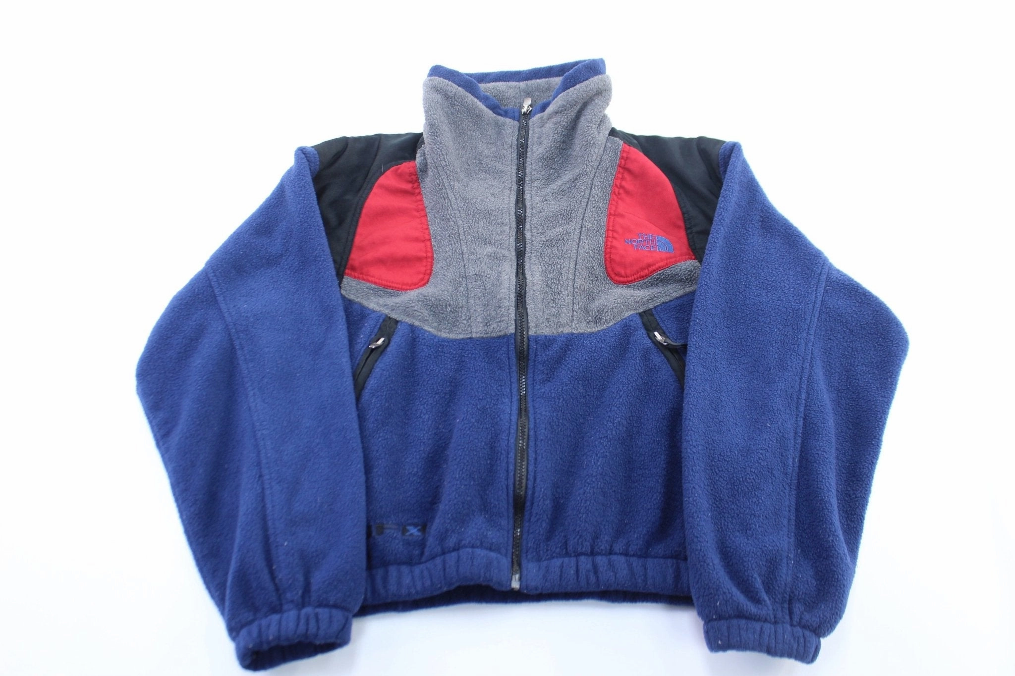 Sleek Comfort Women's The North Face Blue, Grey, & Black Fleece Zip Up Jacket