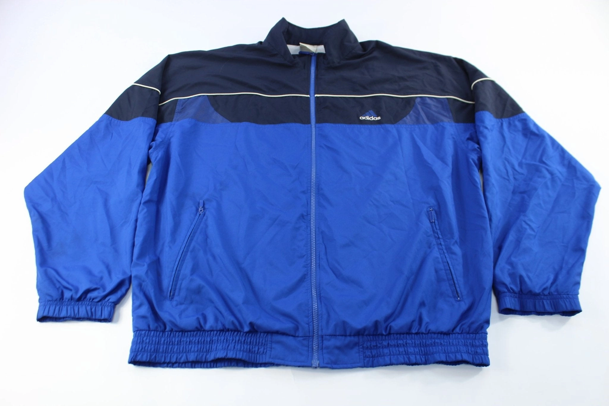 Adidas Embroidered Logo Blue Zip Up Jacket Thermal Protection Comfy Layer