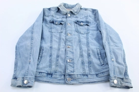 Midweight Piece True Religion Light Wash Button Down Denim Jacket