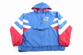 90's University of Kansas Embroidered Pullover Jacket sports event Anti Slip Shoulder Pads
