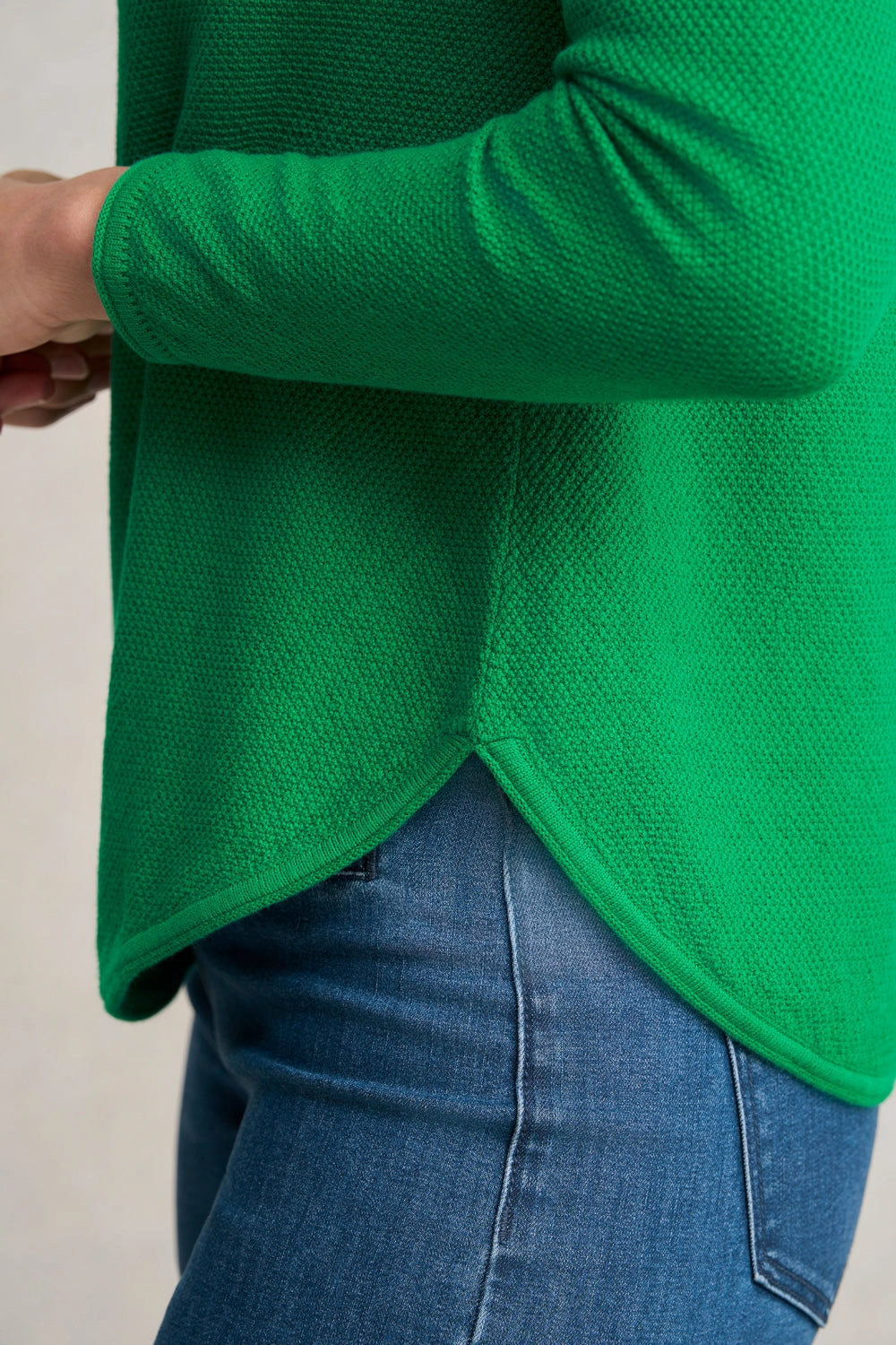 Cotton Mix Stitch Jumper - Emerald NonChlorine Bleached