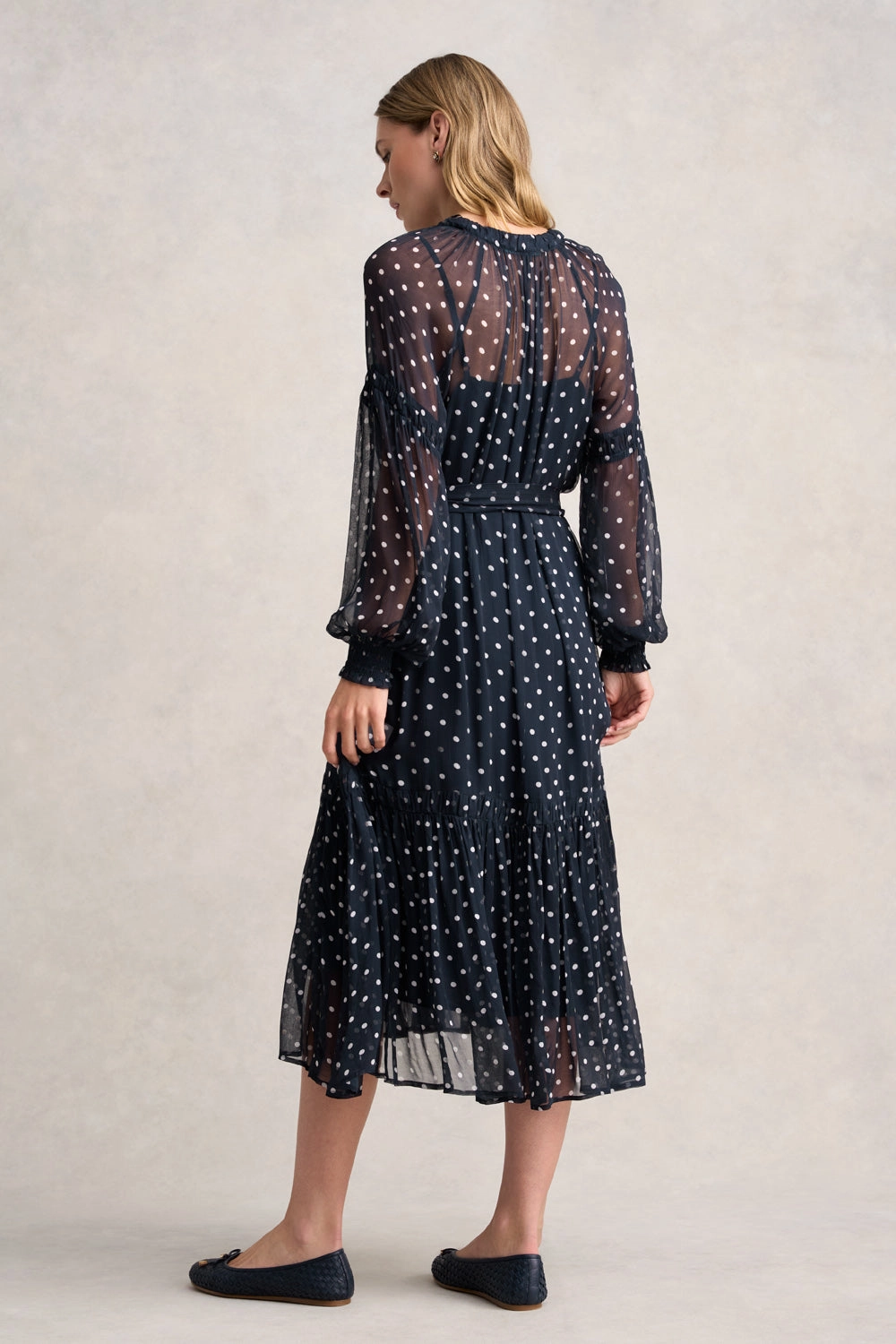 Crinkle Viscose Dress - Deep Navy Spot Versatile and Comfortable