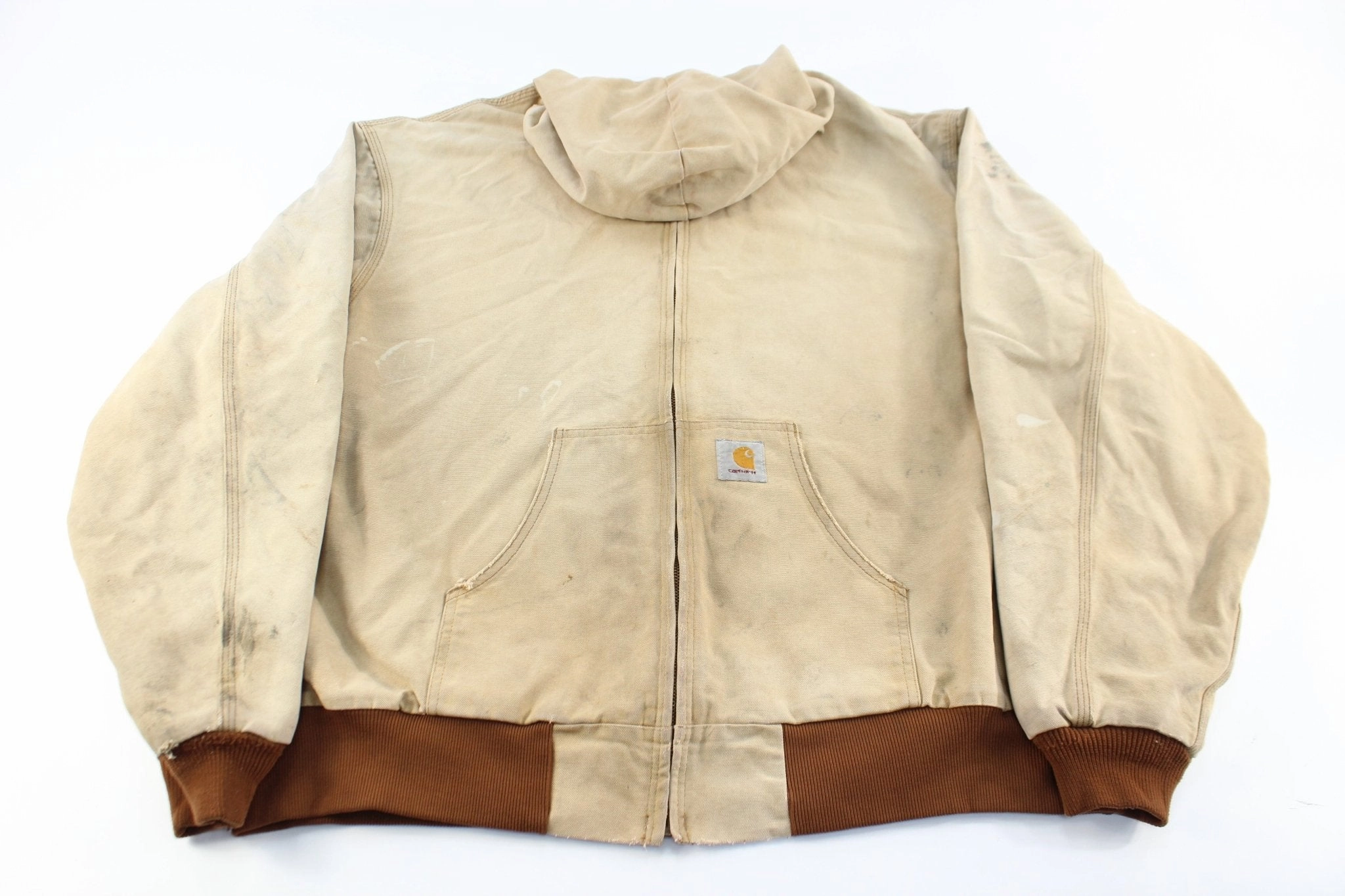 Era Smart Look Carhartt Logo Patch Tan Hooded Zip Up Jacket