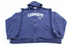 Dallas Cowboys Football Embroidered Reebok Logo Full Zip Hoodie Black