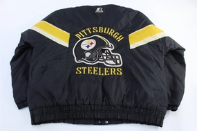 Detachable Collar 90's Pittsburgh Steelers Football Embroidered Full Zip Jacket