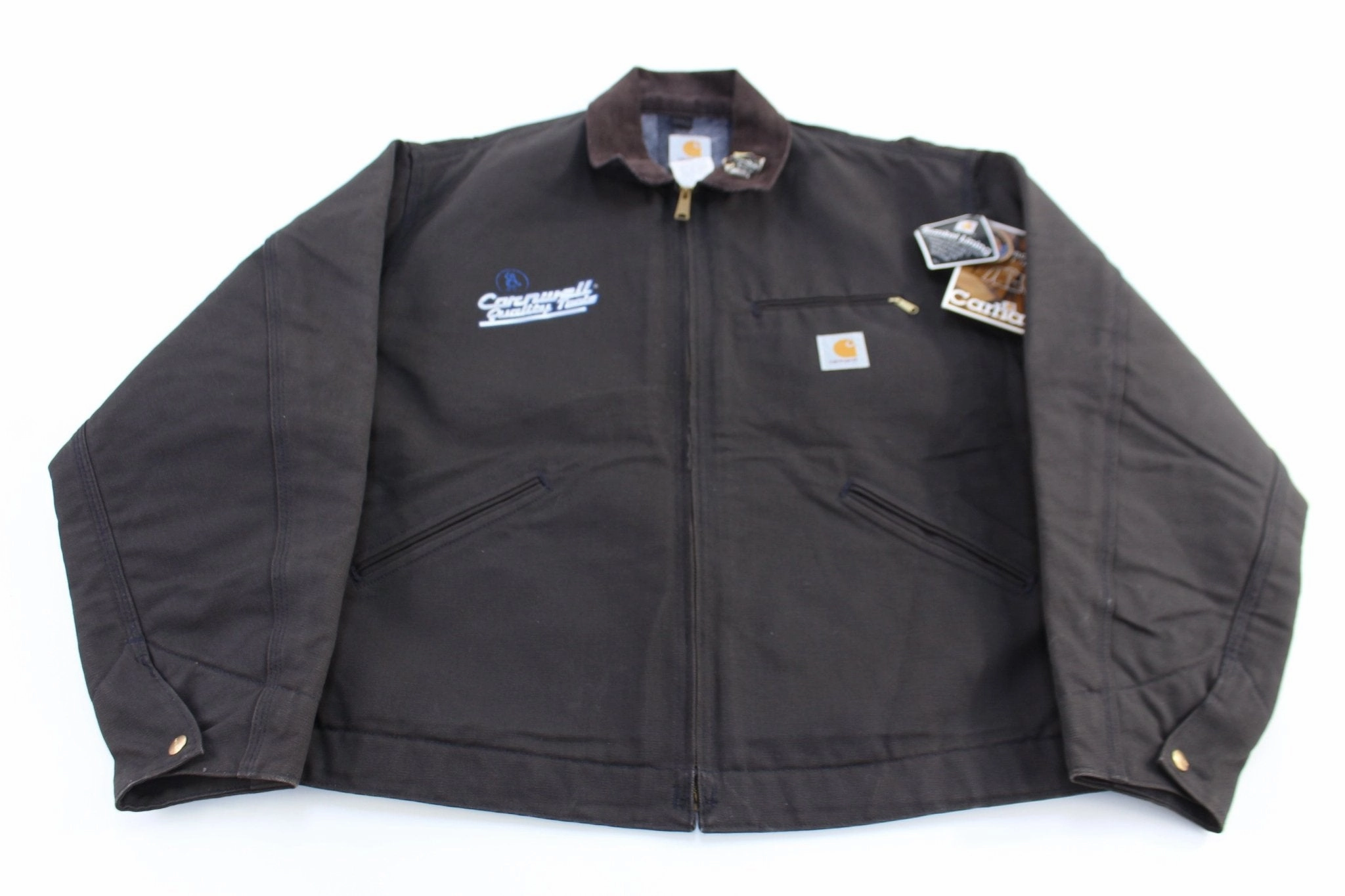 Carhartt Logo Patch Brown Blanket Lined Detroit Jacket All Day Comfort dry weather