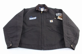 Carhartt Logo Patch Brown Blanket Lined Detroit Jacket All Day Comfort dry weather