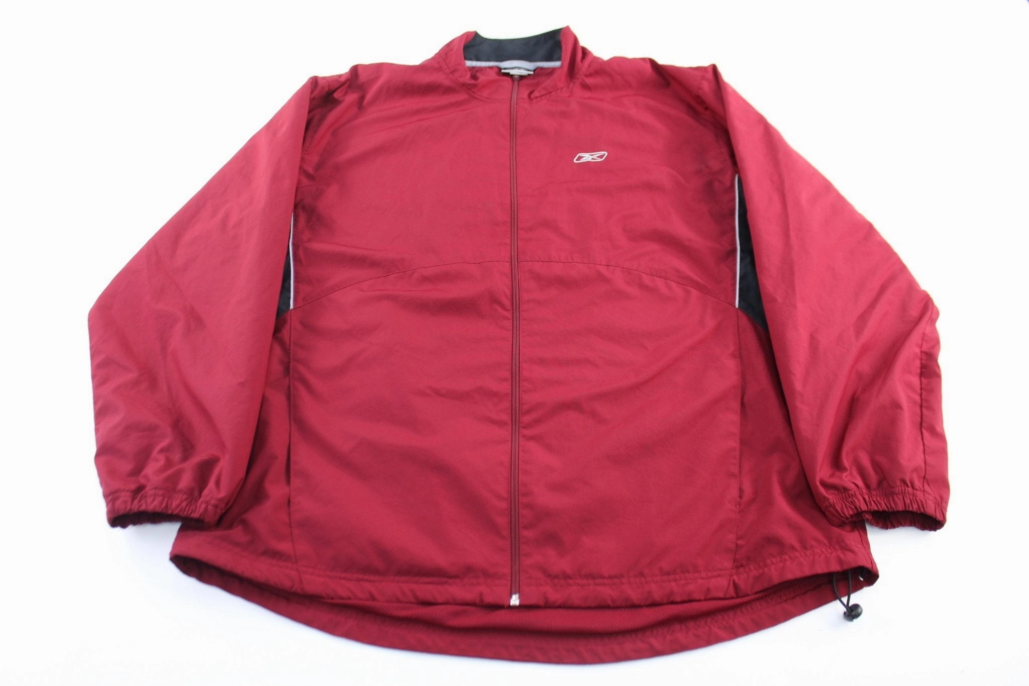 Reebok Embroidered Logo Maroon & Black Zip Up Jacket Rugged Layering