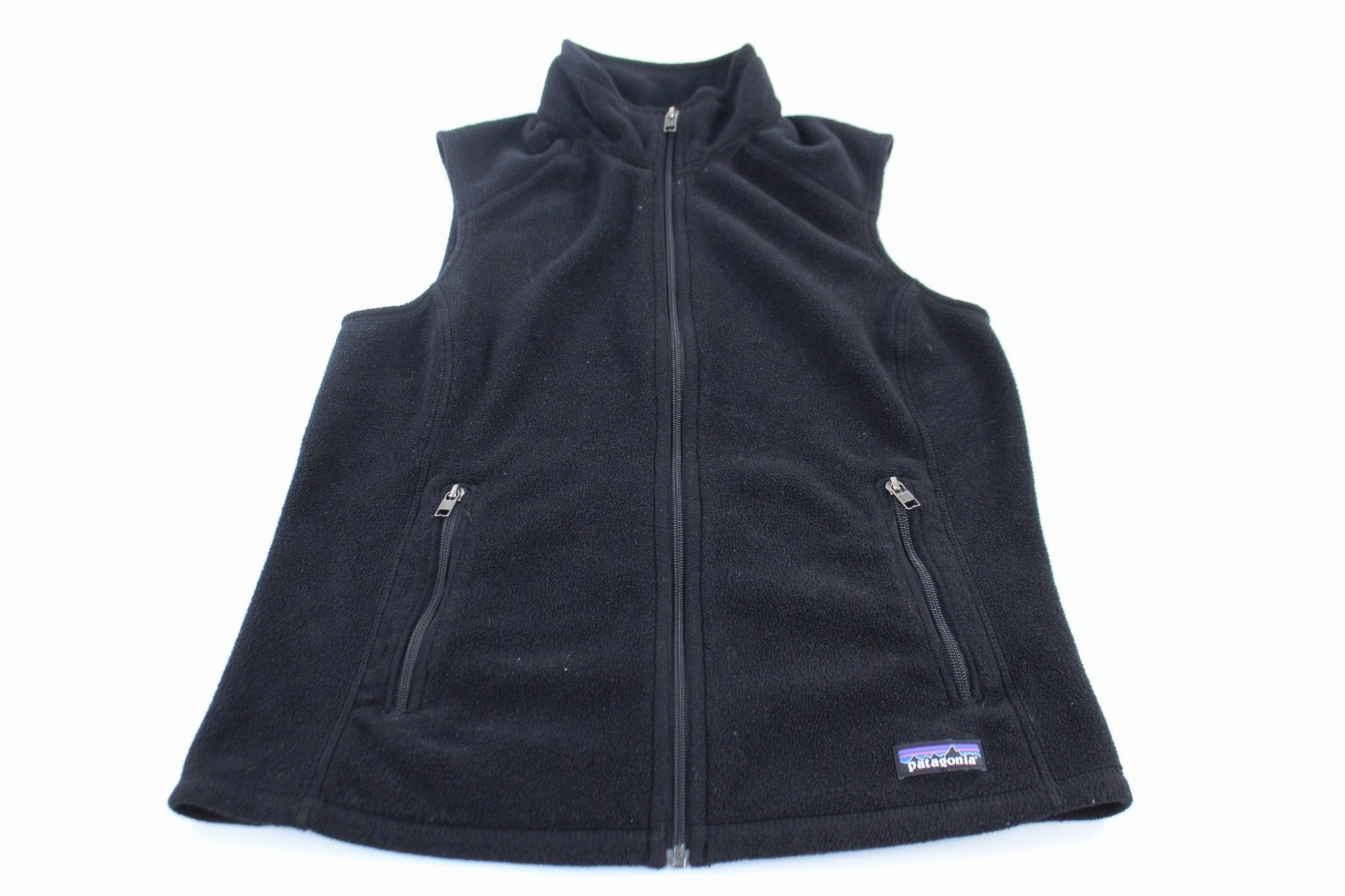 Women's Patagonia Logo Patch Black Fleece Zip Up Vest Promote Thermal wear