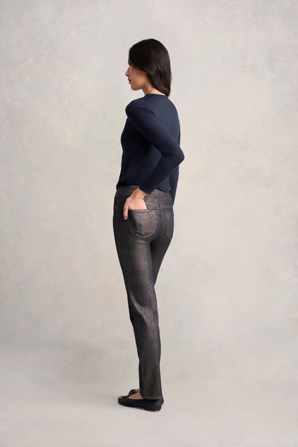 Bengajean? Metallic Straight - Bronze Metallic No Gap Waist Engineering