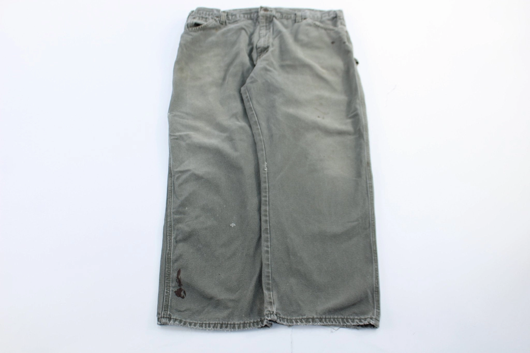 Dickie's Logo Patch Green Carpenter Pants High Waist Stretch Stretch Motion