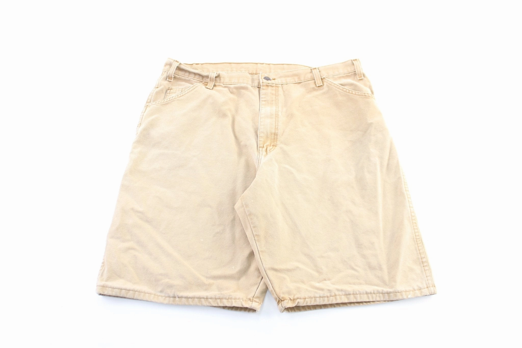 Dickie's Logo Patch Khaki Carpenter Shorts Odor Resistant Treatment TouchscreenCompatiblePockets