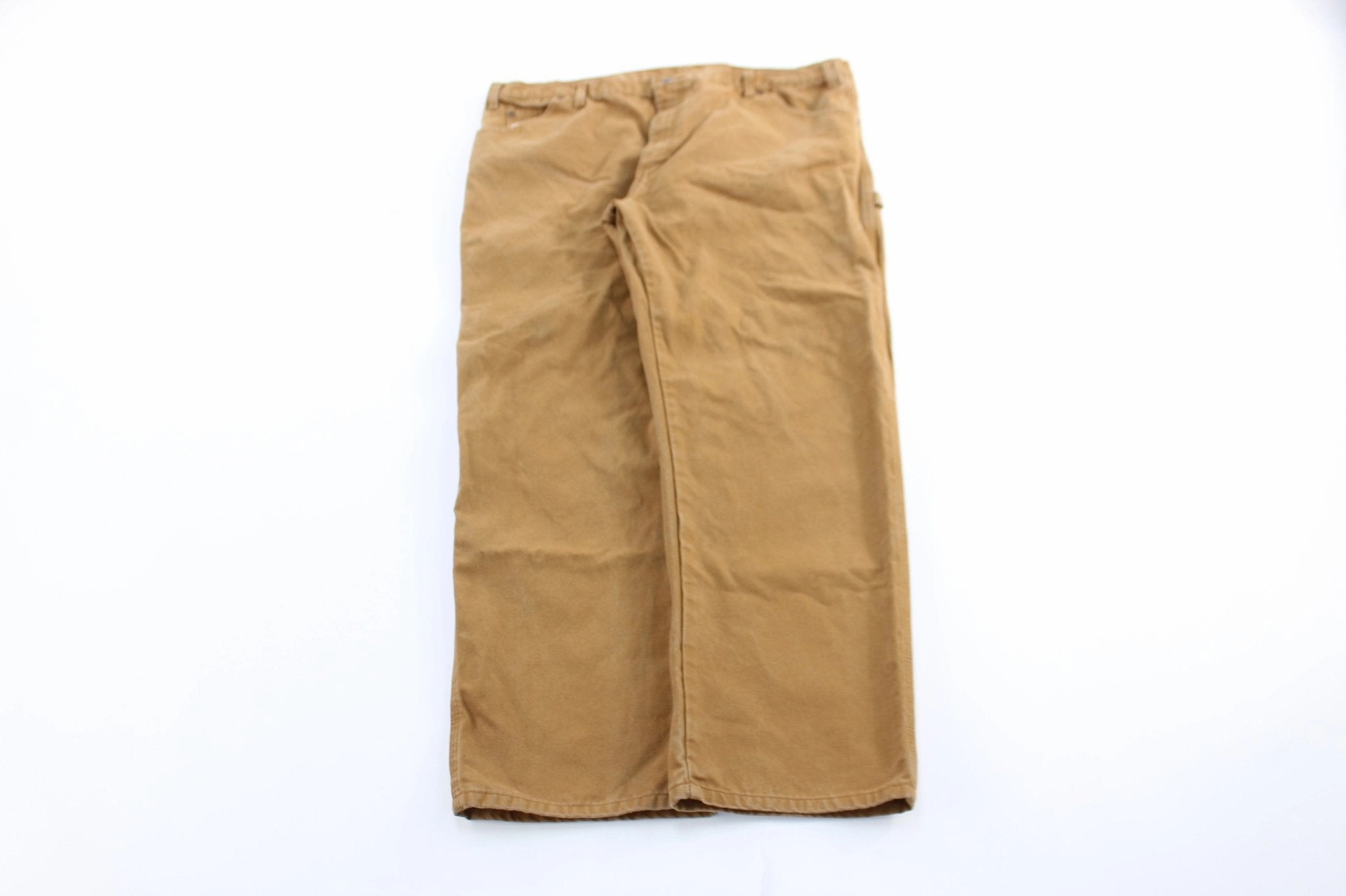 Dickie's Logo Patch Tan Carpenter Pants Bold Waistband Active Layers