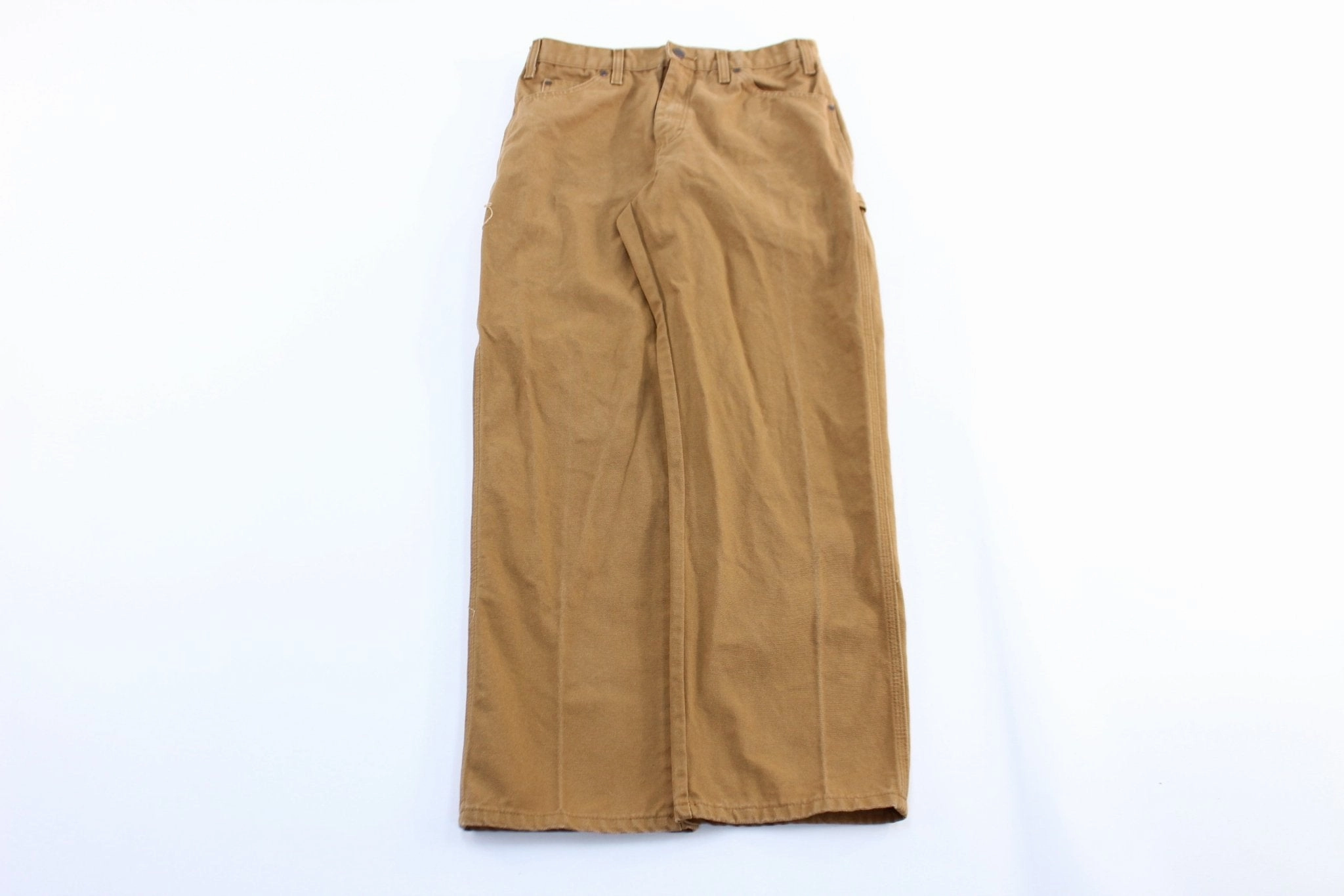 Abrasion Resistant Panels Comfortable Fabric Dickie's Logo Patch Tan Carpenter Pants