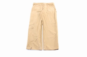Weekend Style Fashionable Look Dickie's Logo Patch Tan Workwear Pants