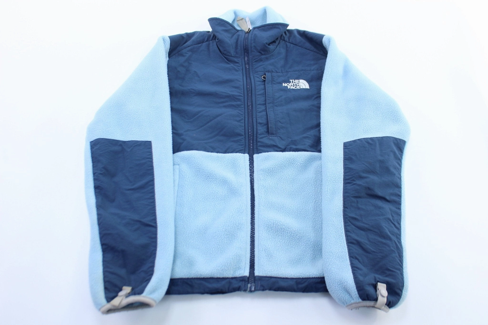 Warning Multi-Season Wear Women's The North Face Embroidered Logo Blue Fleece Zip Up Jacket