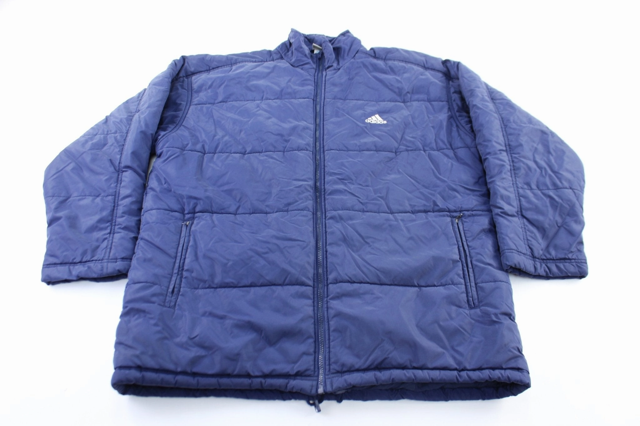 90's Adidas Embroidered Logo Navy Blue Zip Up Jacket Soft Shell