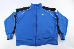 Anti-pilling 80's Nike Embroidered Logo Blue, Black & White Zip Up Jacket