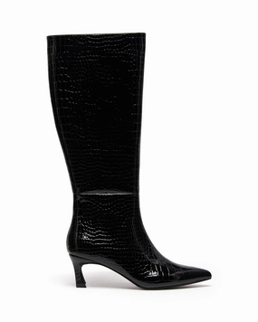 Dove Tall Boot Black Croc Rubber Compound Outsole