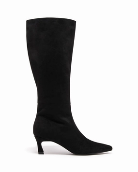 Casual Day Traction Lug Pattern Dove Tall Boot Black Microsuede