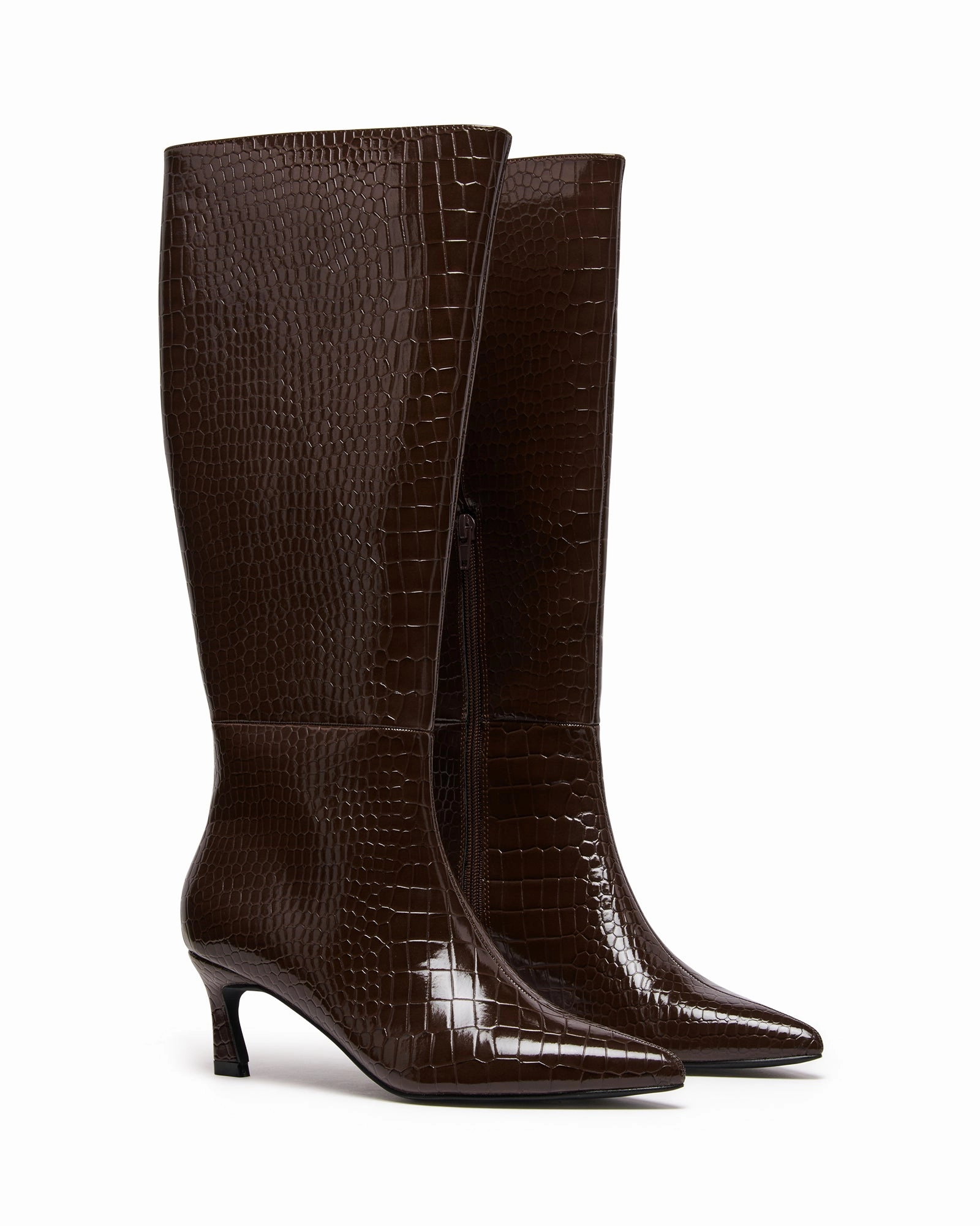 Zip Closure Shock Absorbing Weather Resistant User Dove Tall Boot Chocolate Croc