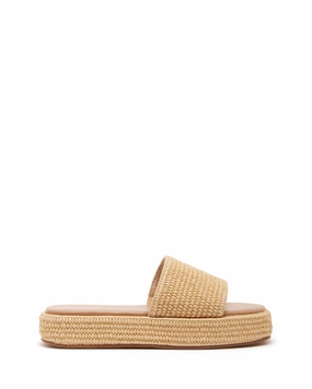 Sunny Walk Open Back Retro Flatform Sandal Natural Raffia