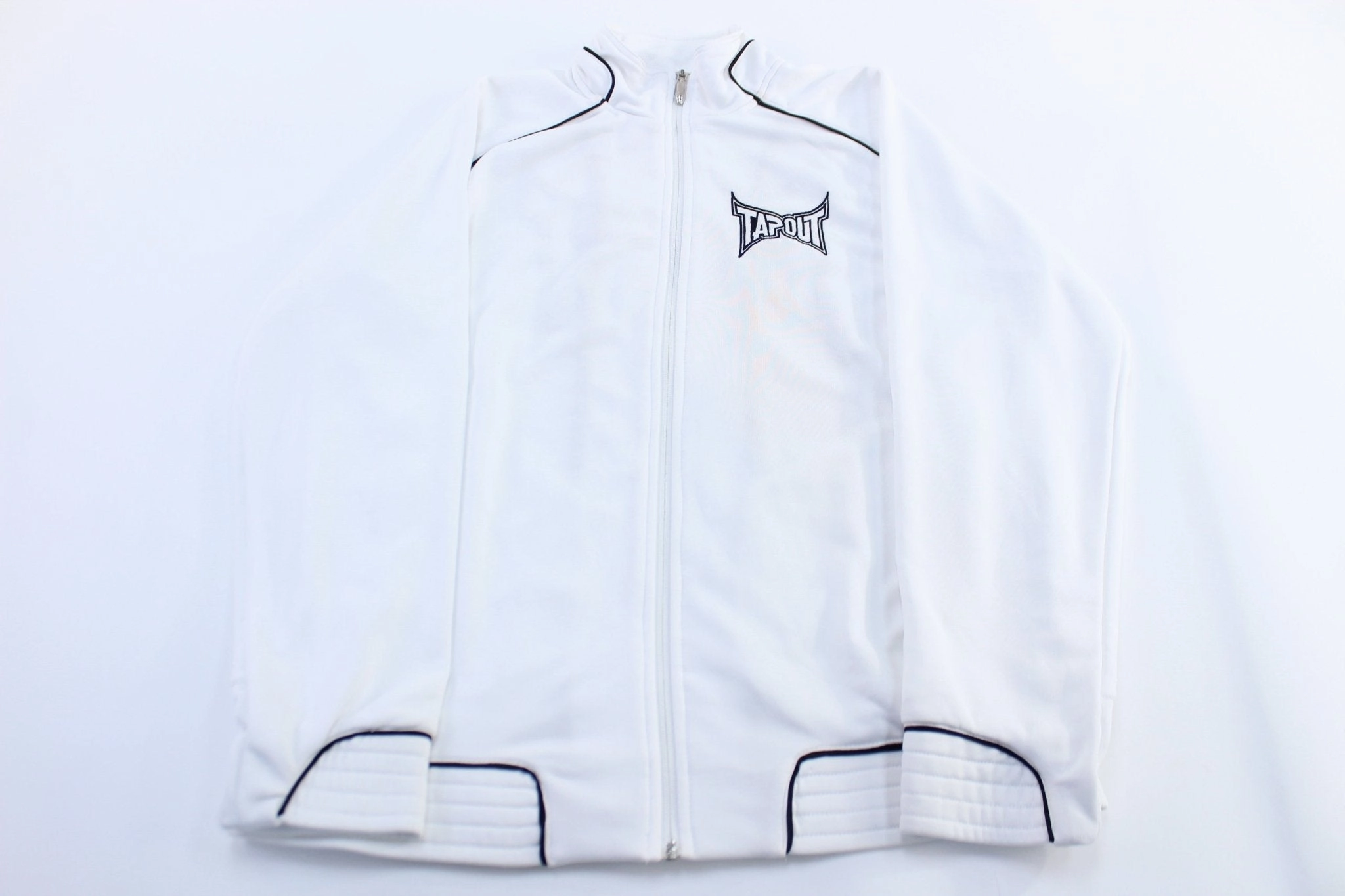 Shawl Heavy Duty Hardware Y2K TapOut Embroidered Black & White Zip Up Jacket